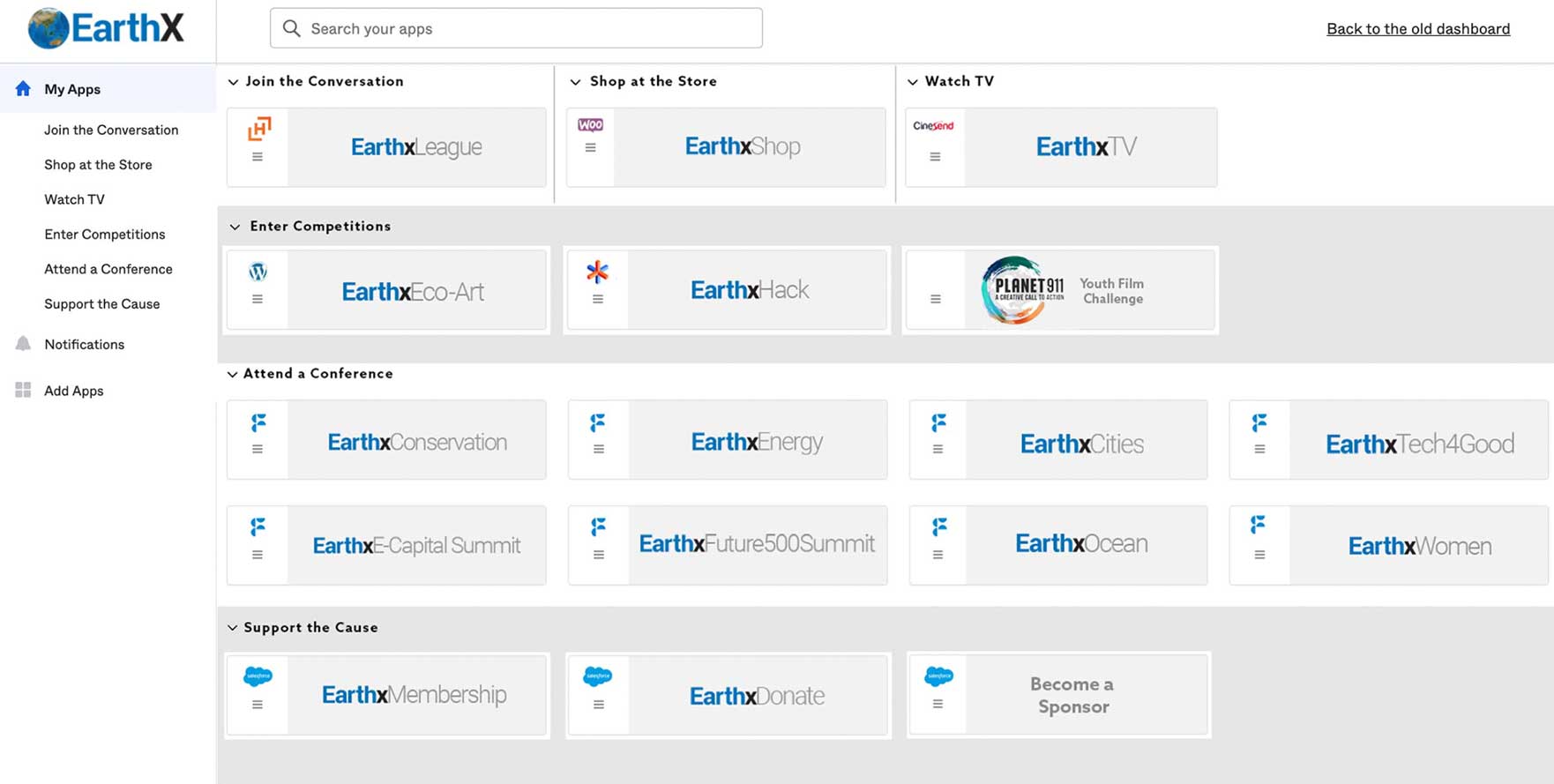 EarthX Okta End-User Dashboard UI